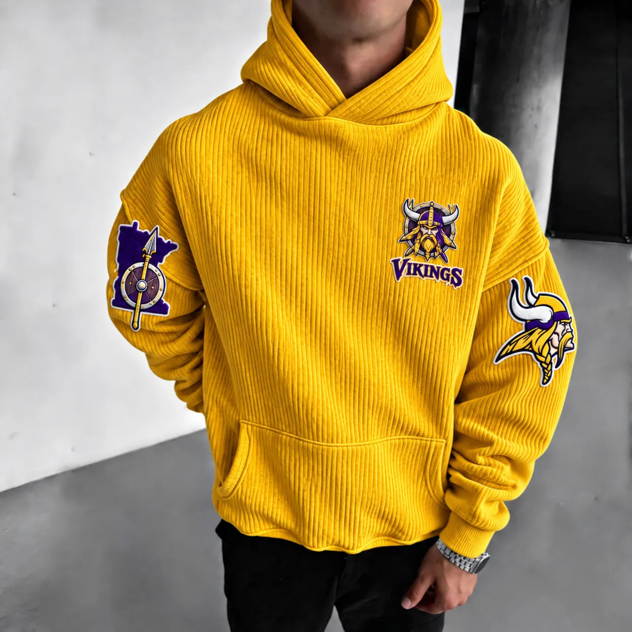 Rugby-print Corduroy Hoodie
