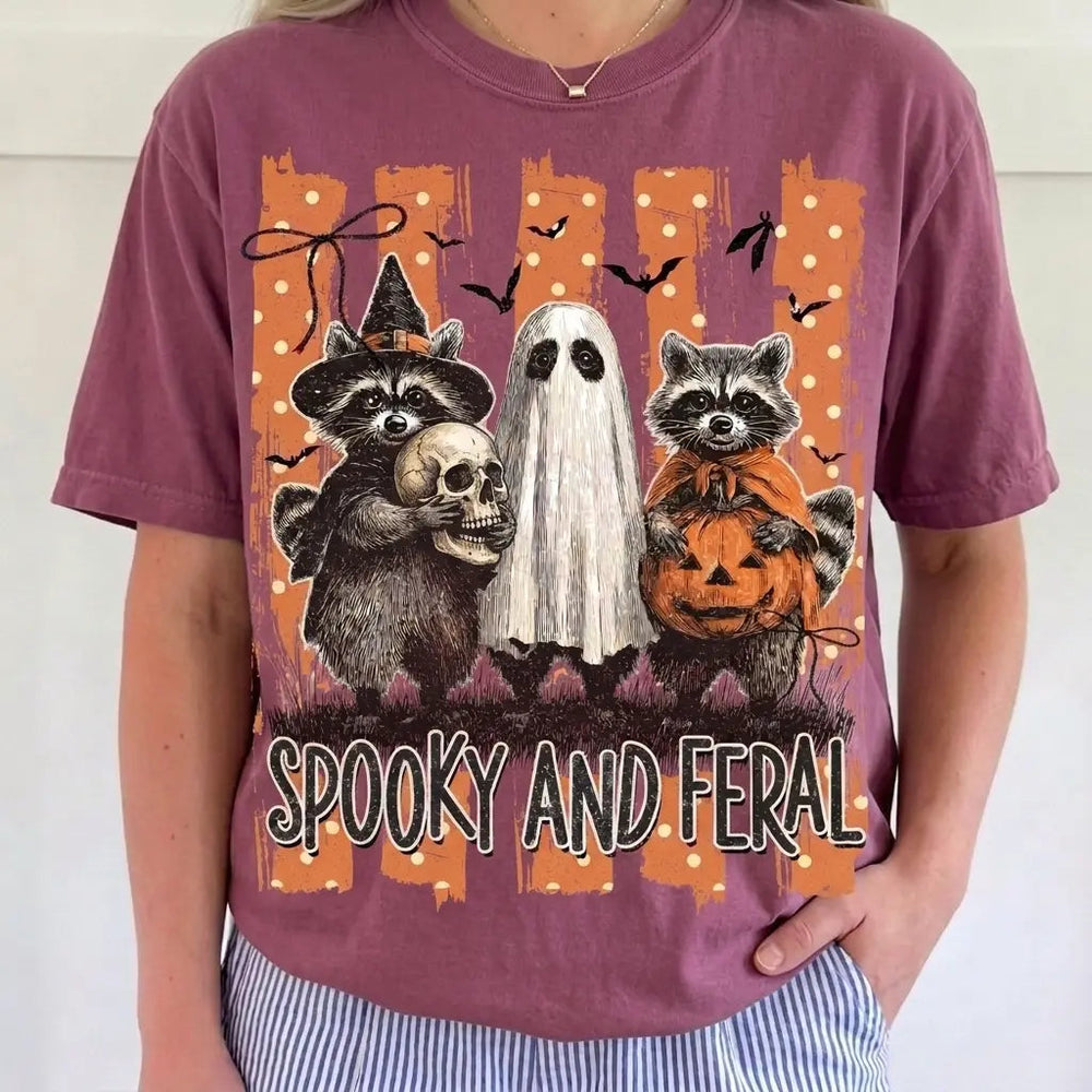 Raccoon Ghost Pumpkin Graphic Tee