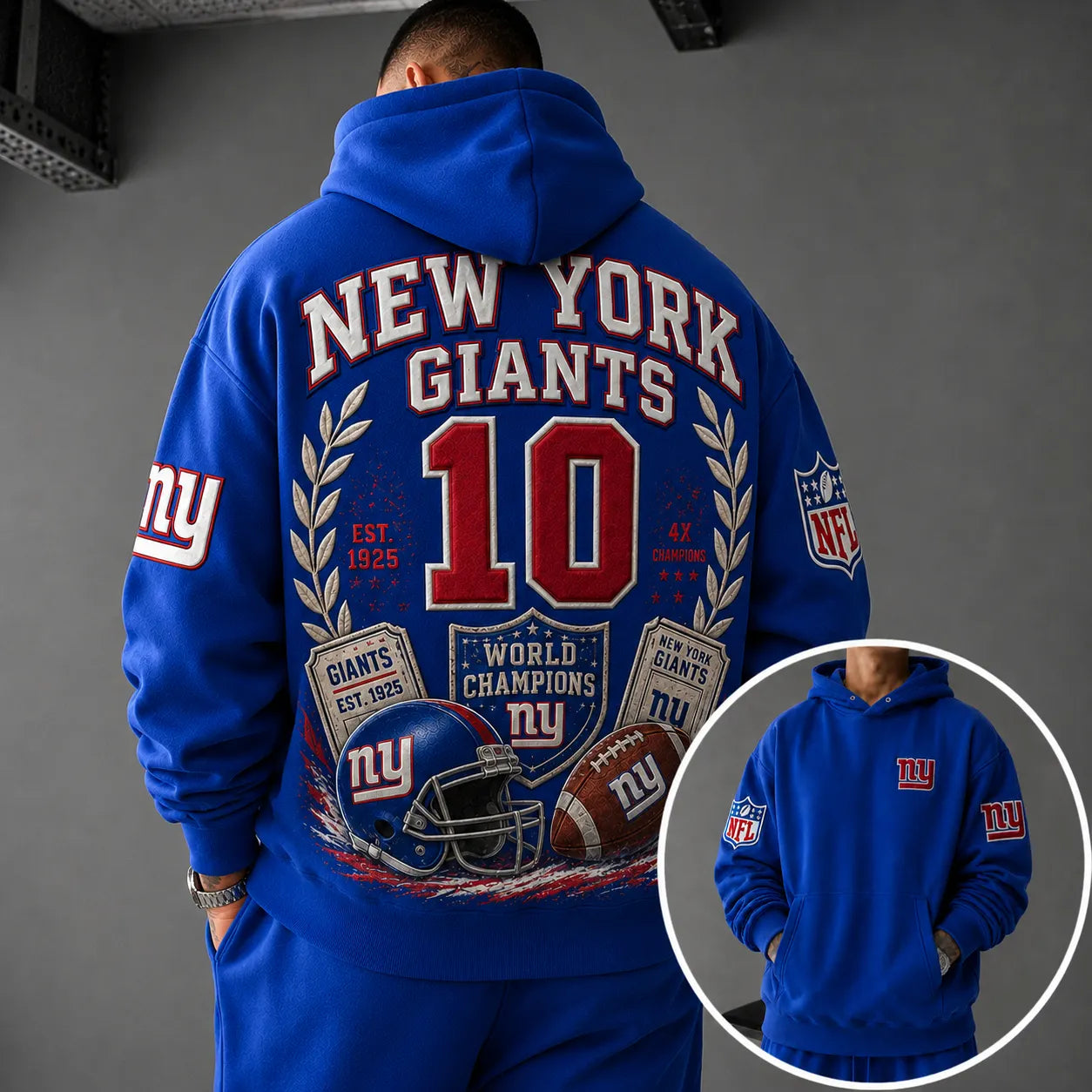 Unisex Casual-chic Rugby-print Hoodie