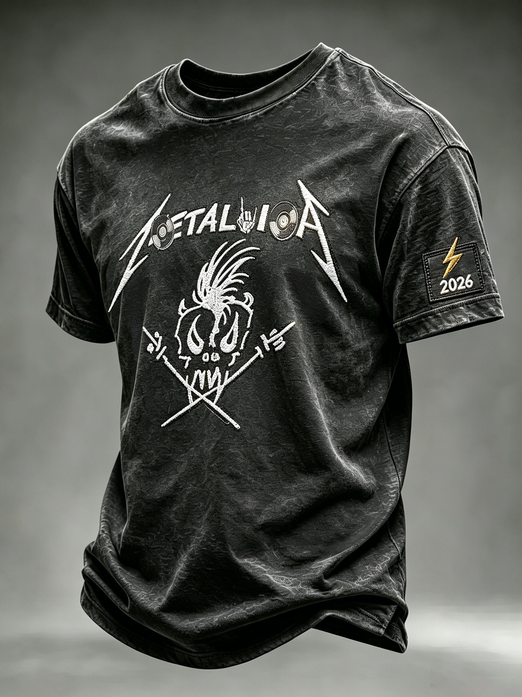 Men's Short-Sleeve T-Shirt with Music Tour Print