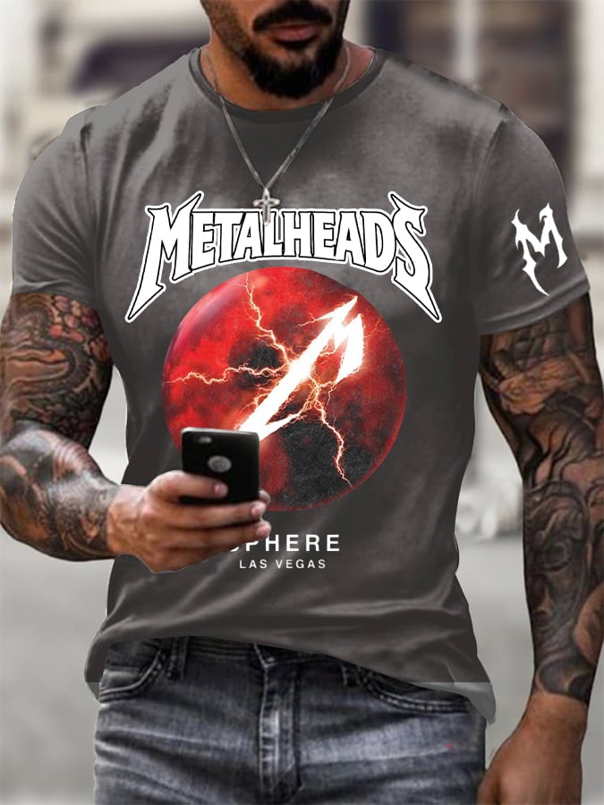 Men's Retro  2026 Metallica Sphere Music Art Metalheads Print T-Shirt