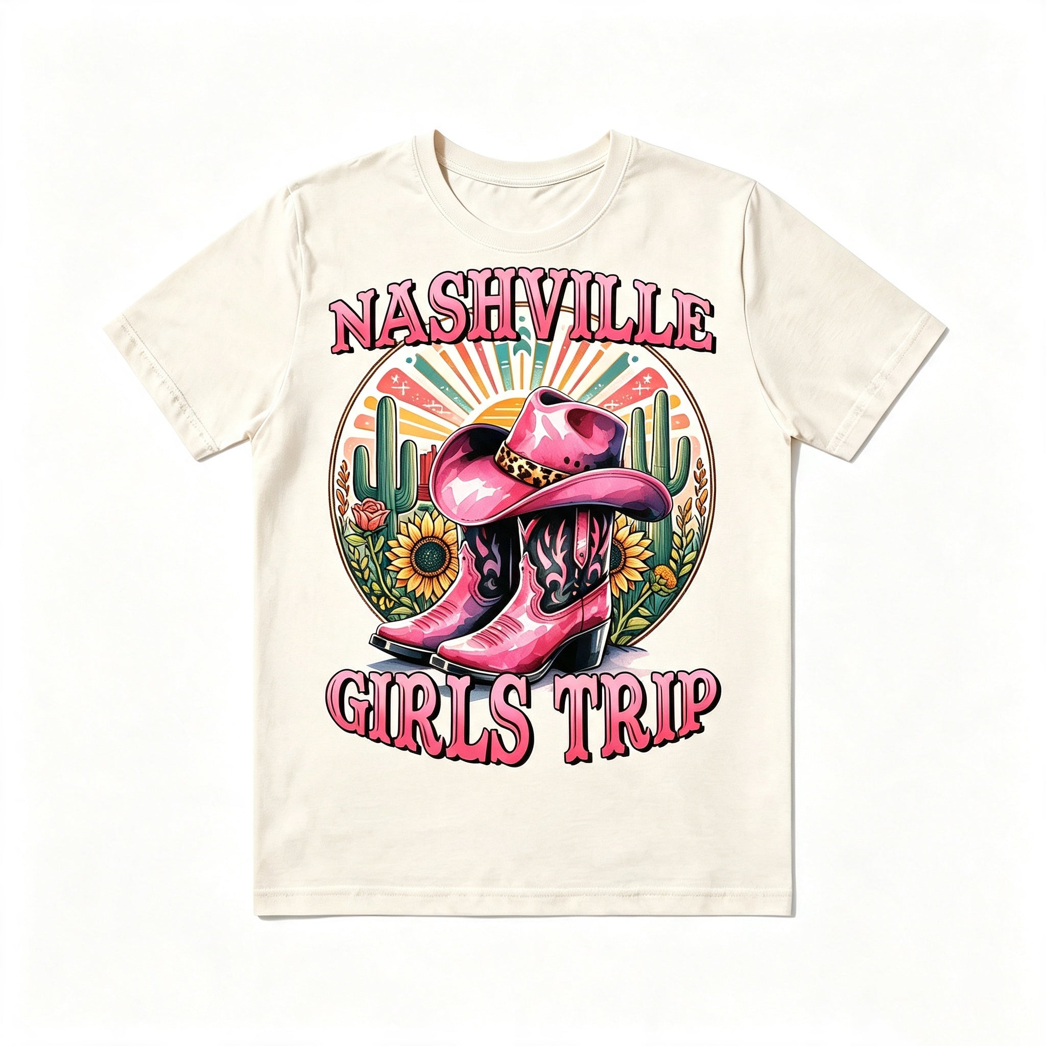 Vintage Western Nashville Girls Trip Cowboy Boots Tee