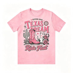 Texas Dream Western Cowboy Boots Graphic Short‑Sleeve T‑Shirt