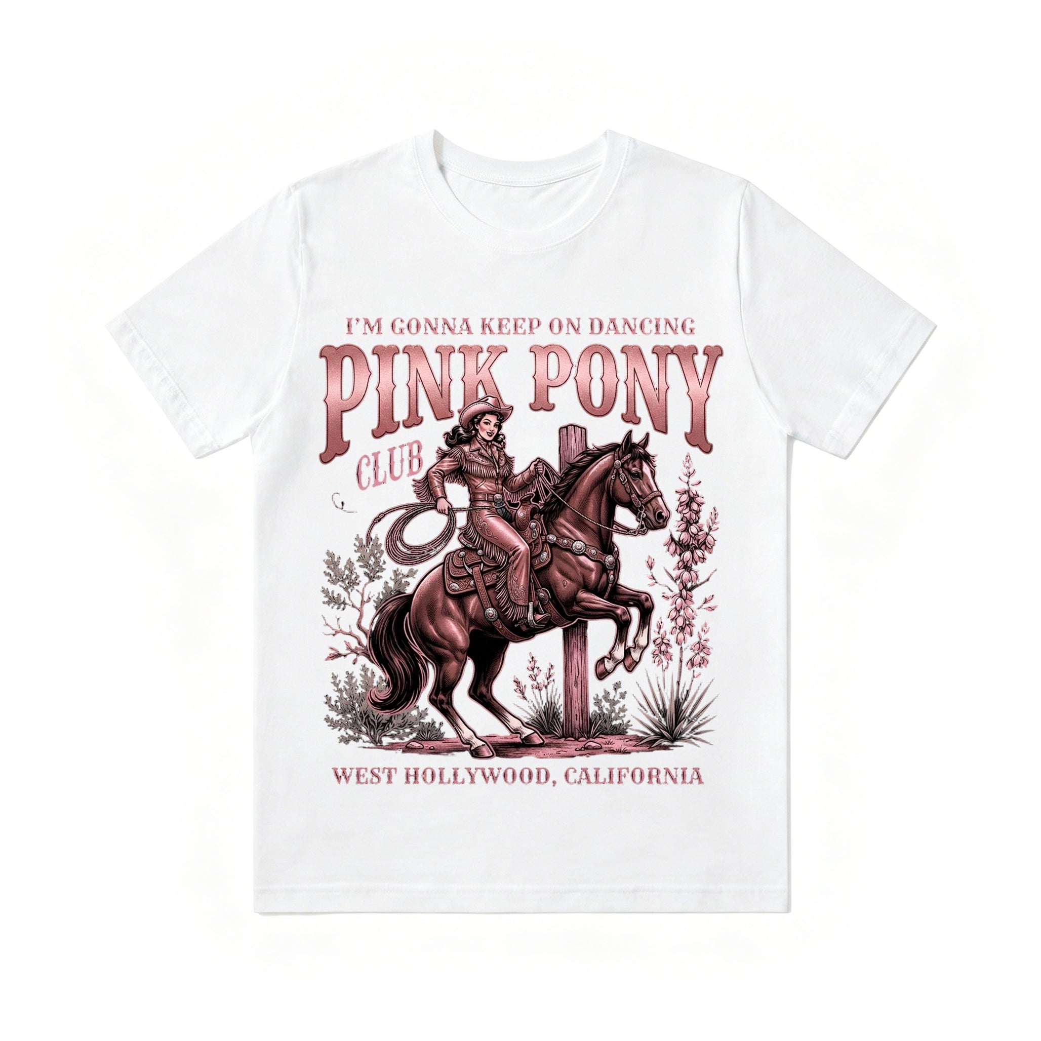 Vintage Pink Pony Club Cowboy Horse Print Tee