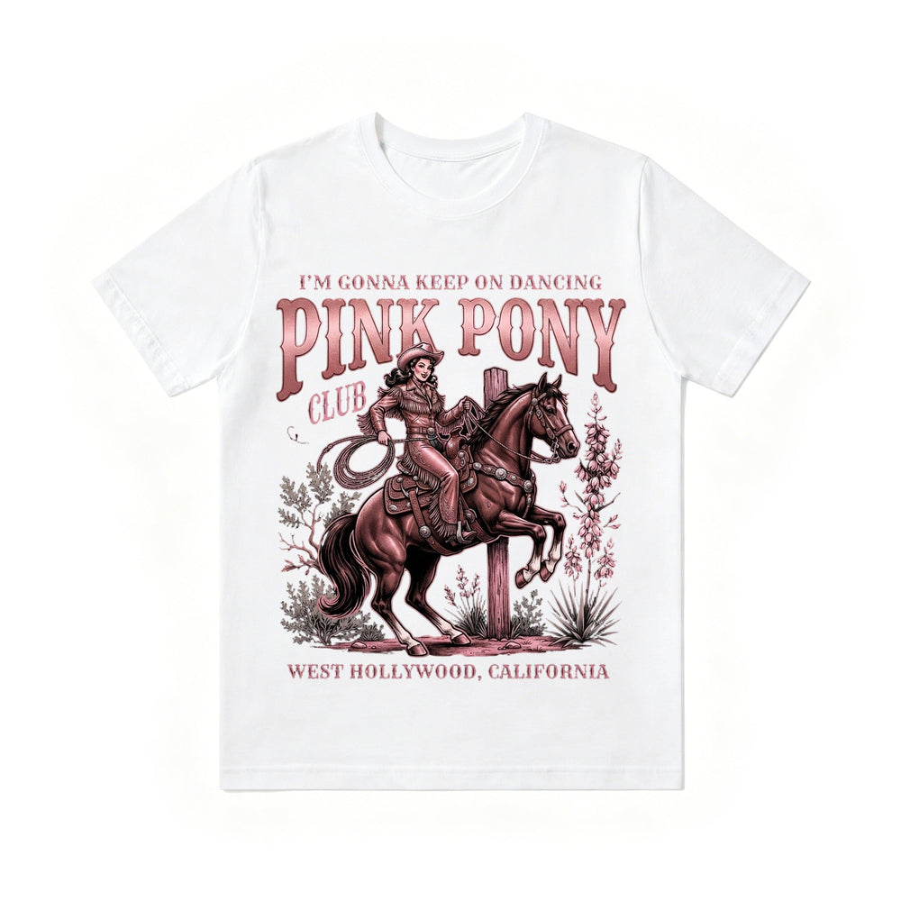 Vintage Pink Pony Club Cowboy Horse Print Tee