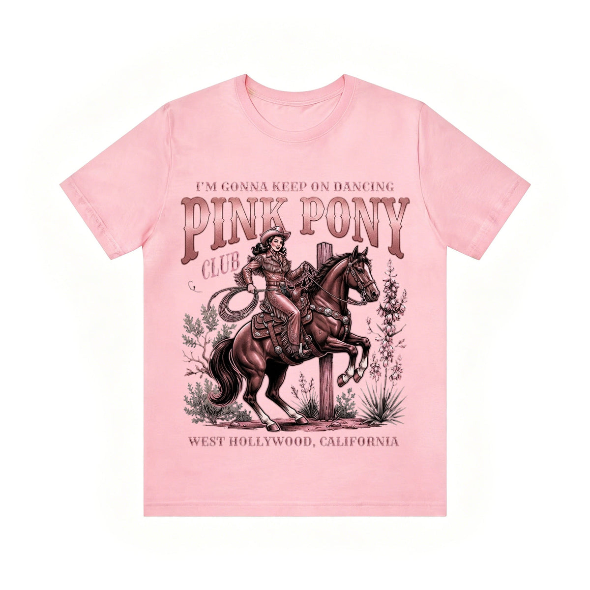 Vintage Pink Pony Club Cowboy Horse Print Tee