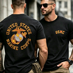 USMC Vintage Distressed Print Men's T‑Shirt