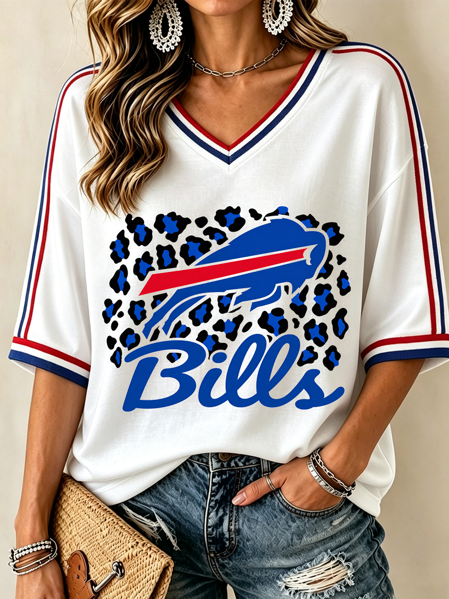 Vintage Football Graphic Women's V‑Neck Top