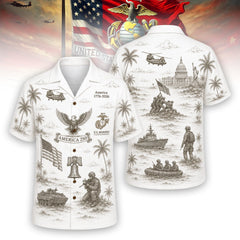 America 250 U.S. Marine Veteran Hawaiian Shirt