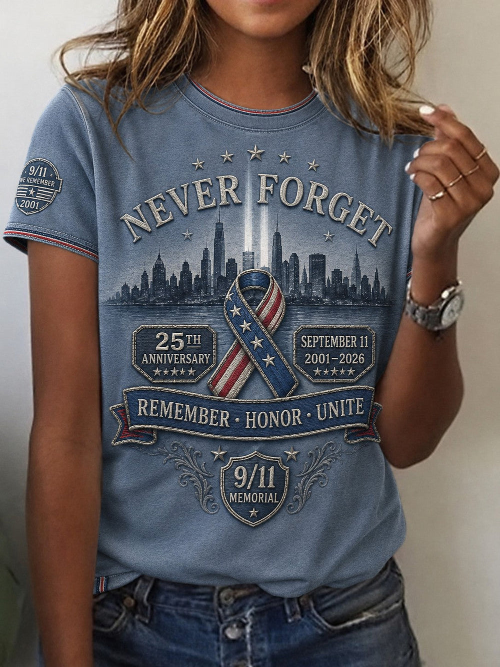 Women's 9.11 Never Forget Printed T-shirt