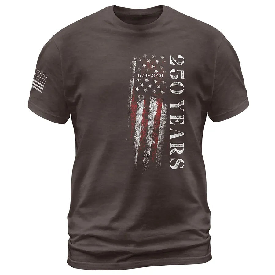 250 Years Vertical Flag T-Shirt – Vintage USA Independence 1776–2026
