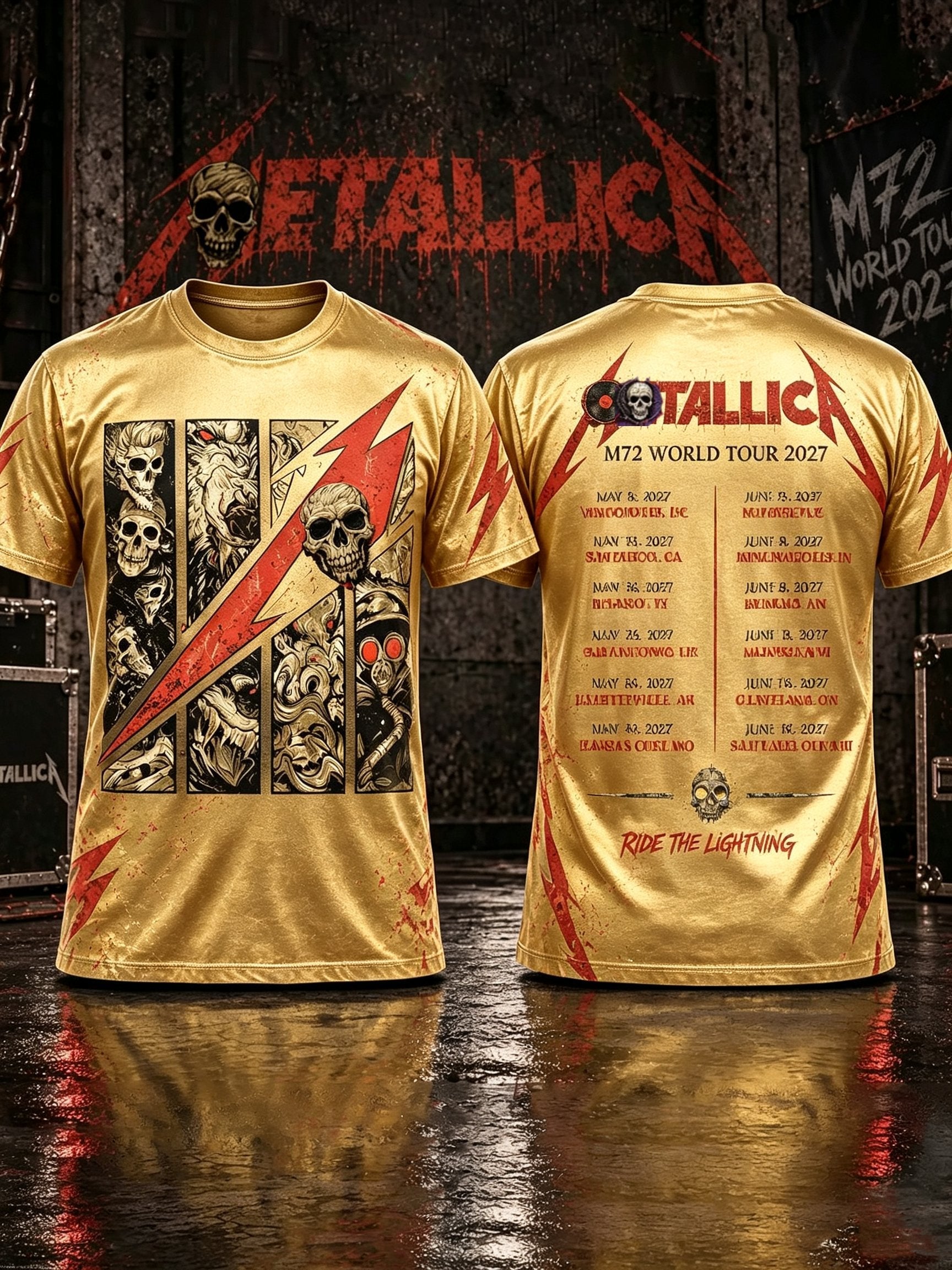 Men's Short-Sleeve T-Shirt with Music Tour Print