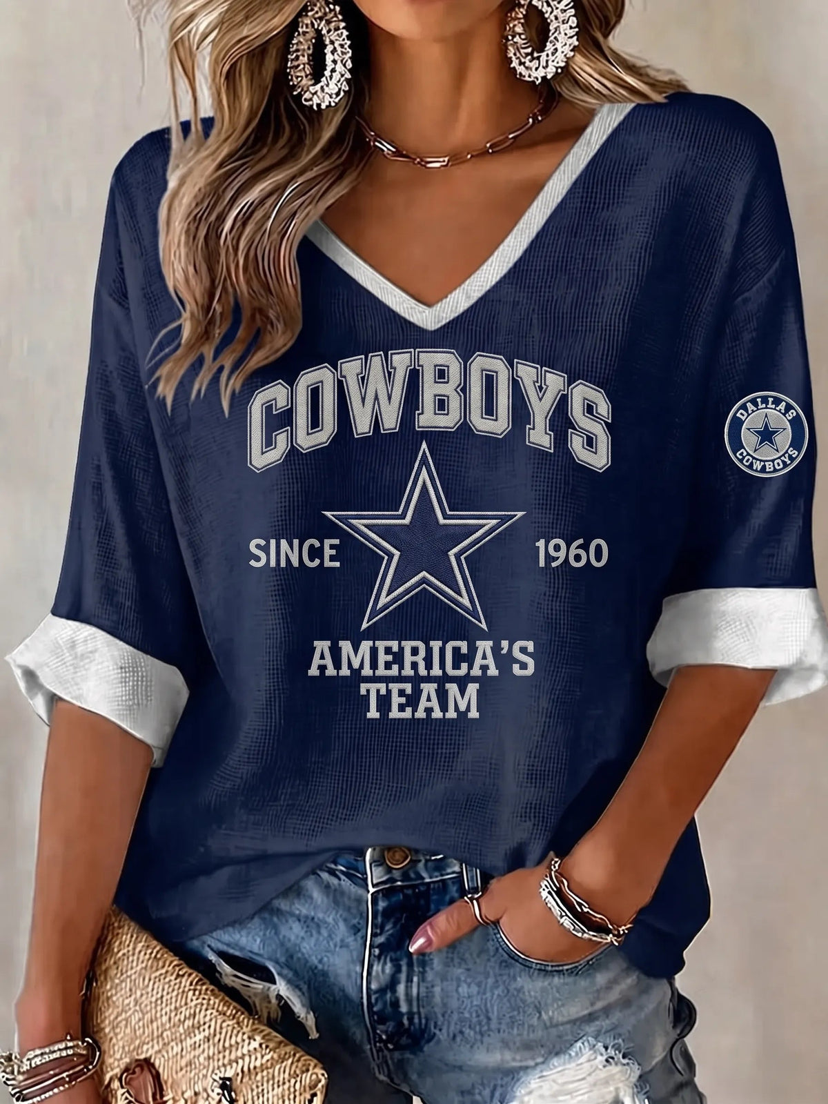 Women's Casual Football Print T-Shirt