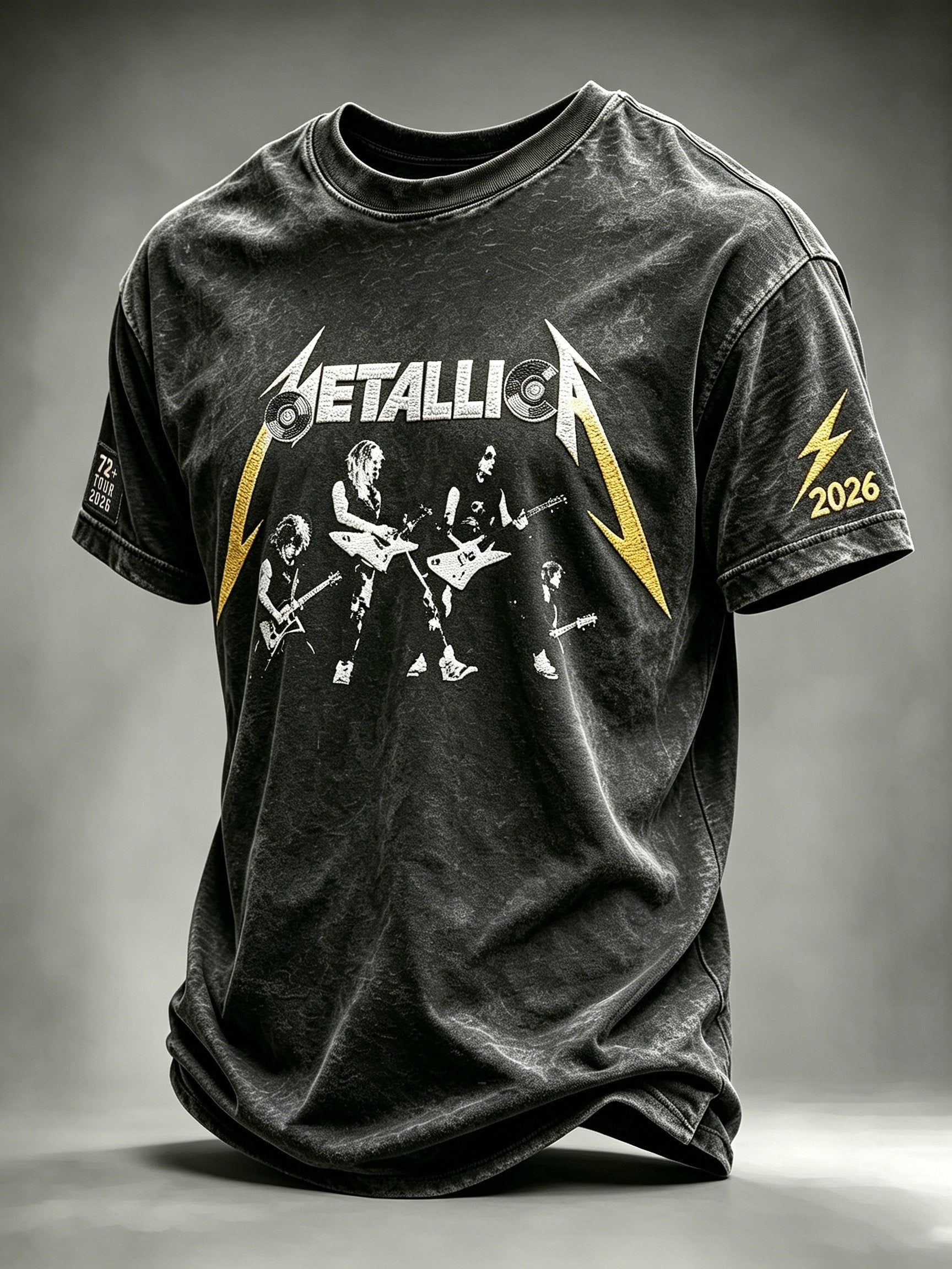 Men's Short-Sleeve T-Shirt with Music Tour Print