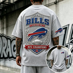 Unisex Rugby Print Loose-Fit Vertical-Stripe Short-Sleeve T-Shirt