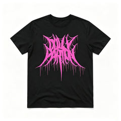 Dolly Parton Pink Death Metal Font Graphic Tee