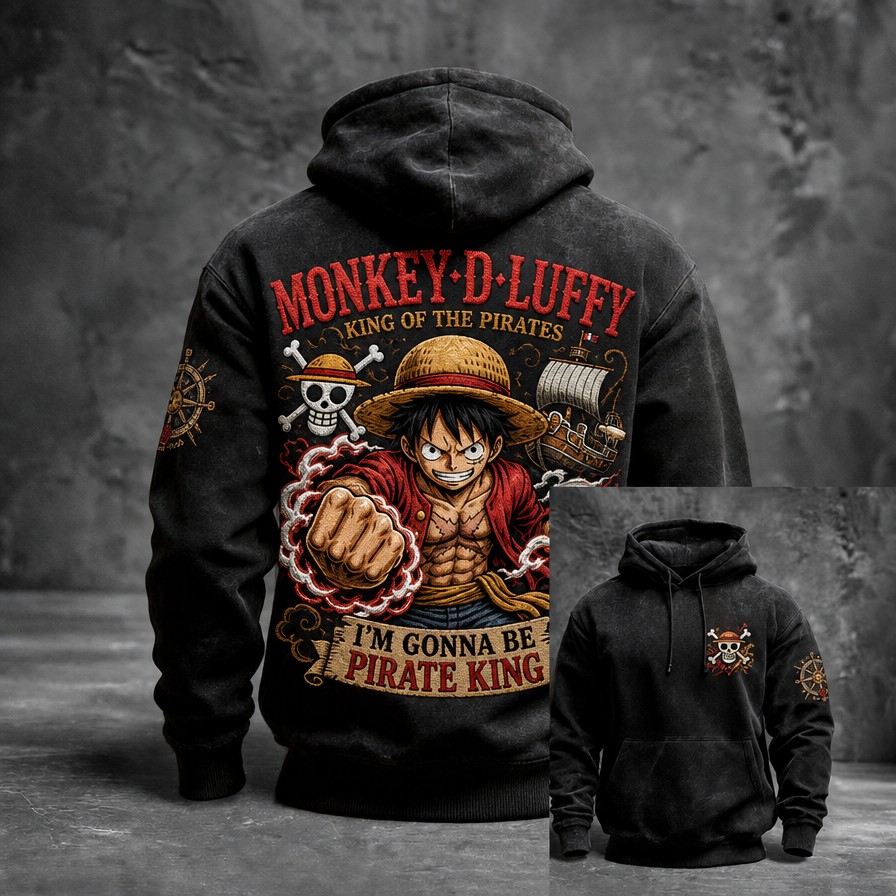 Men's Vintage Washed Graphic Print Pullover Hoodie