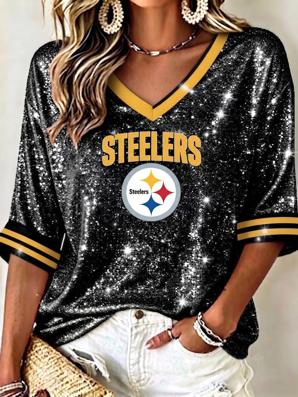 Women's Casual Steelers Print T-Shirt