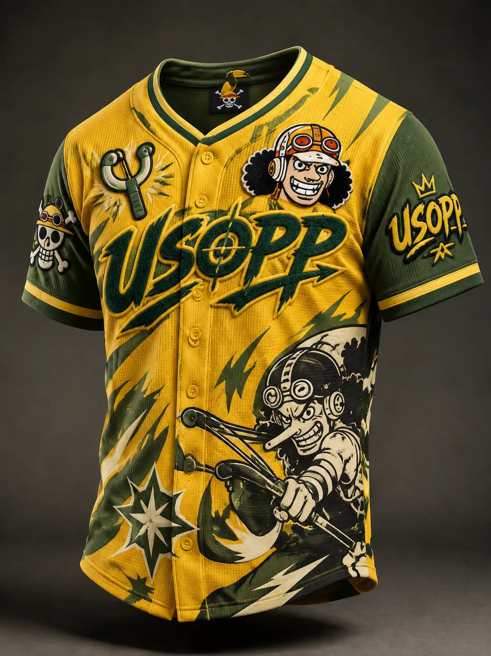 Men's Anime Graphic Button Front Short Sleeve Baseball Jersey