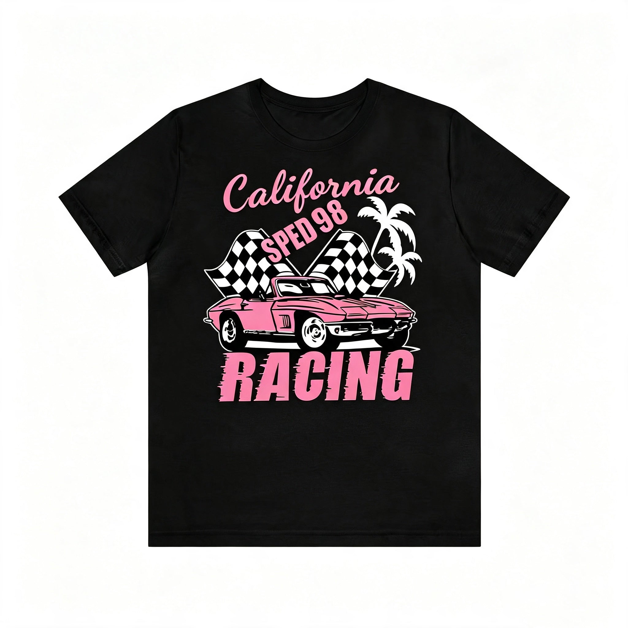 Retro Western Cowgirl California Racing Vintage Car Tee
