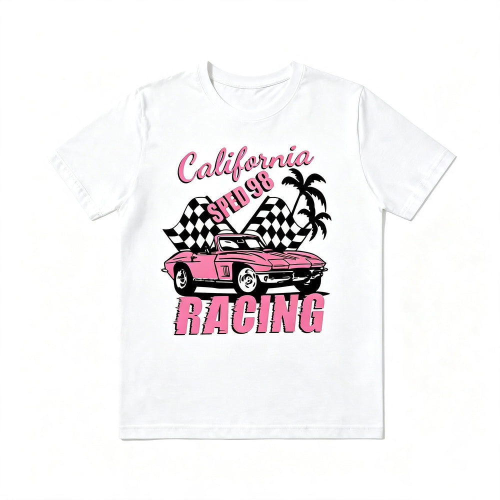 Retro Western Cowgirl California Racing Vintage Car Tee