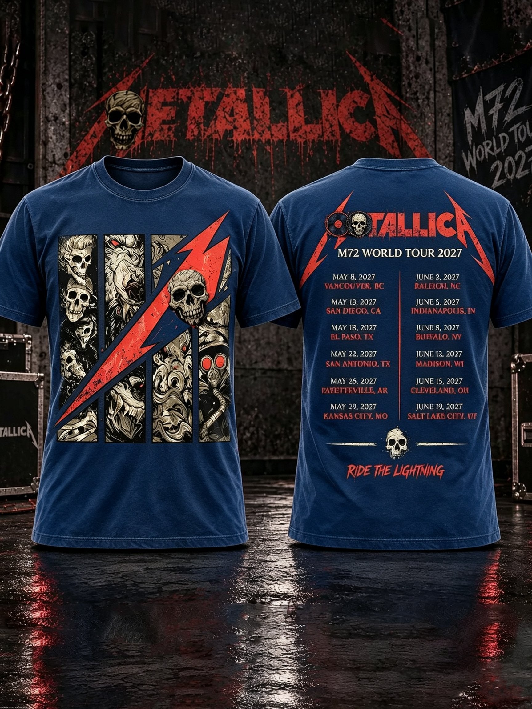 Men's Short-Sleeve T-Shirt with Music Tour Print