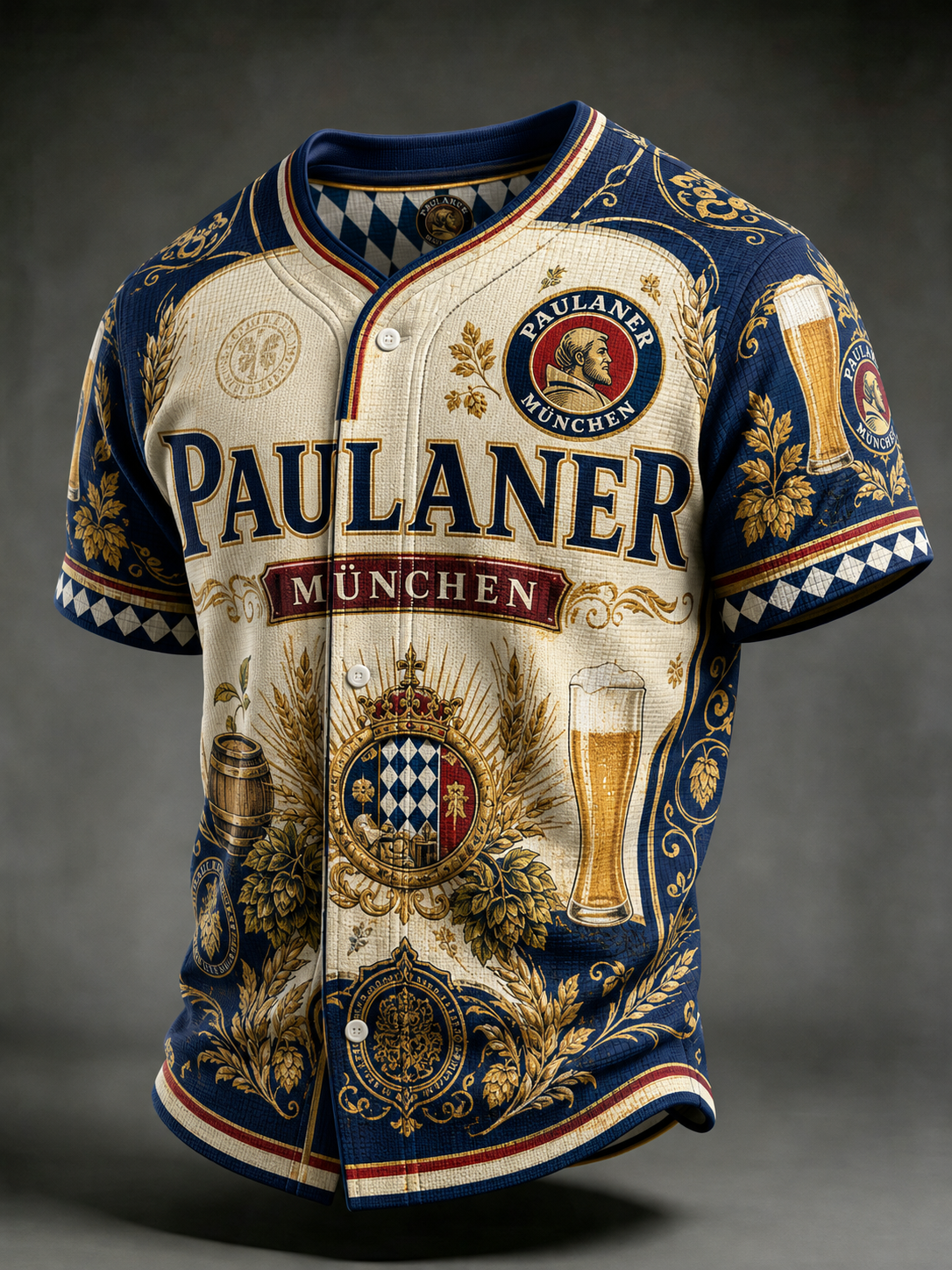 Men's Beer Print Short-Sleeve Shirt