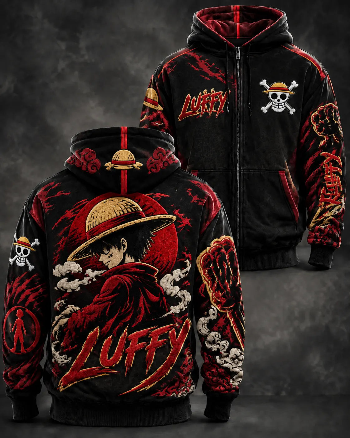 Men's Anime Graphic Full-Zip Hooded Sweatshirt