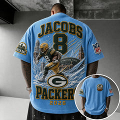 Unisex Loose-Fit Vertical-Stripe Short-Sleeve T-Shirt With Rugby Print