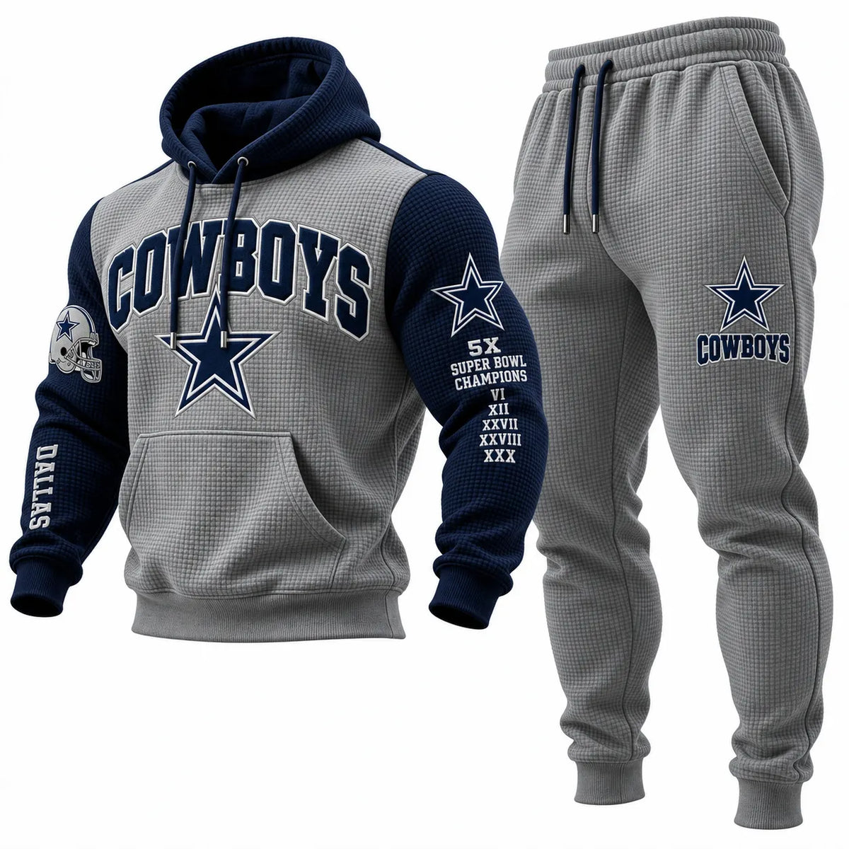 Rugby-print Waffle-knit Hoodie And Pants Set