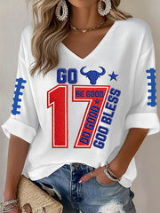 Women'S Football  Print Waffle  Top