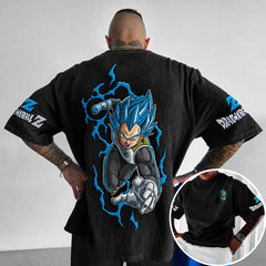 Unisex Anime-Style Retro Corduroy Oversized T-Shirt
