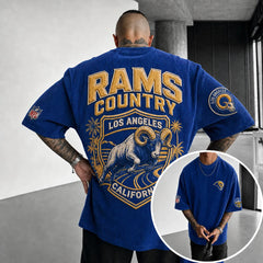 Unisex Rugby Print Loose-Fit Vertical-Stripe Short-Sleeve T-Shirt