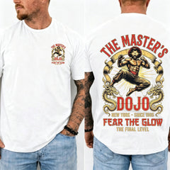 Vintage Martial Arts Dojo Graphic Double Sided Casual Short Sleeve Tee