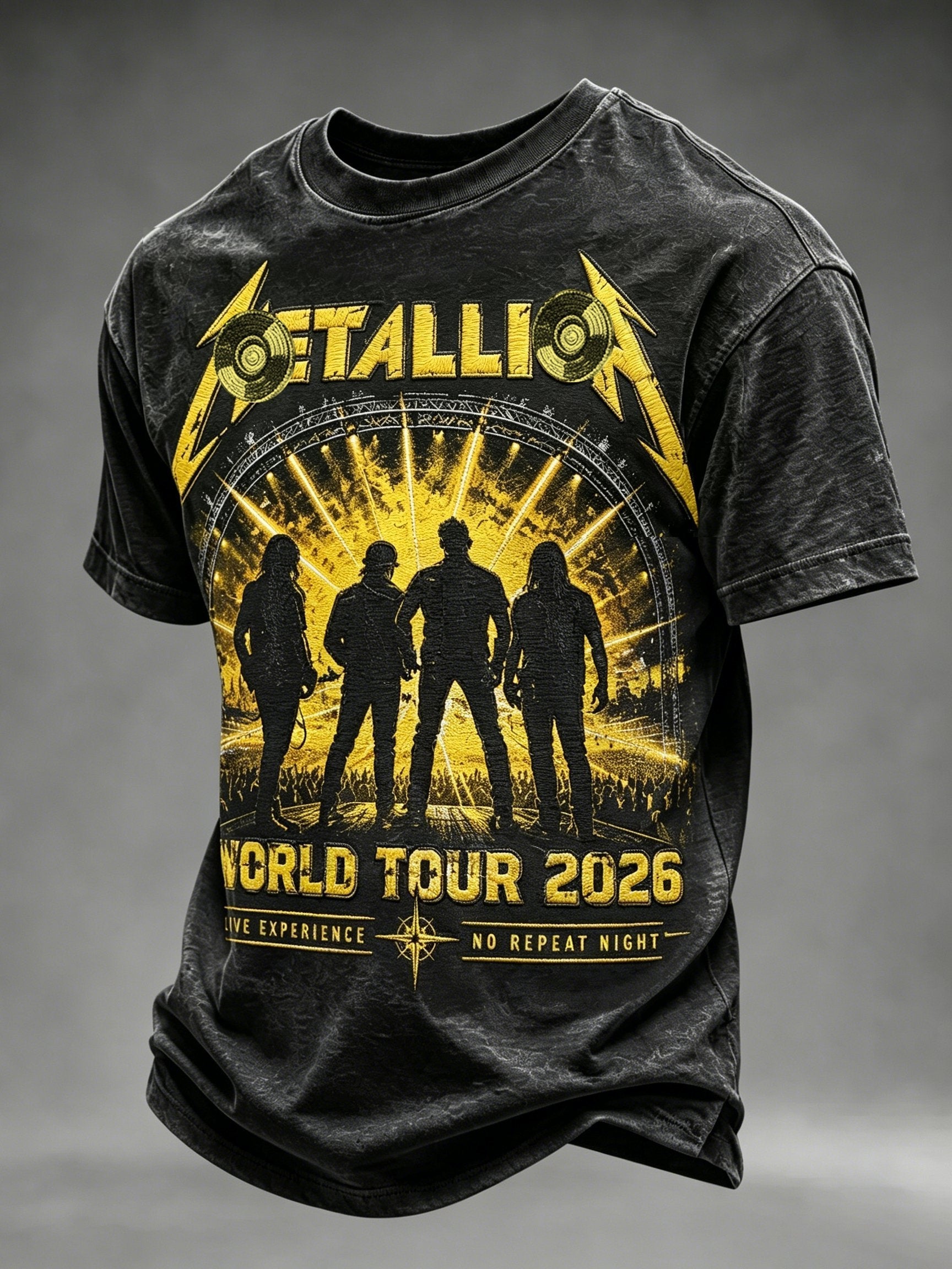 Men's Short-Sleeve T-Shirt with Music Tour Print
