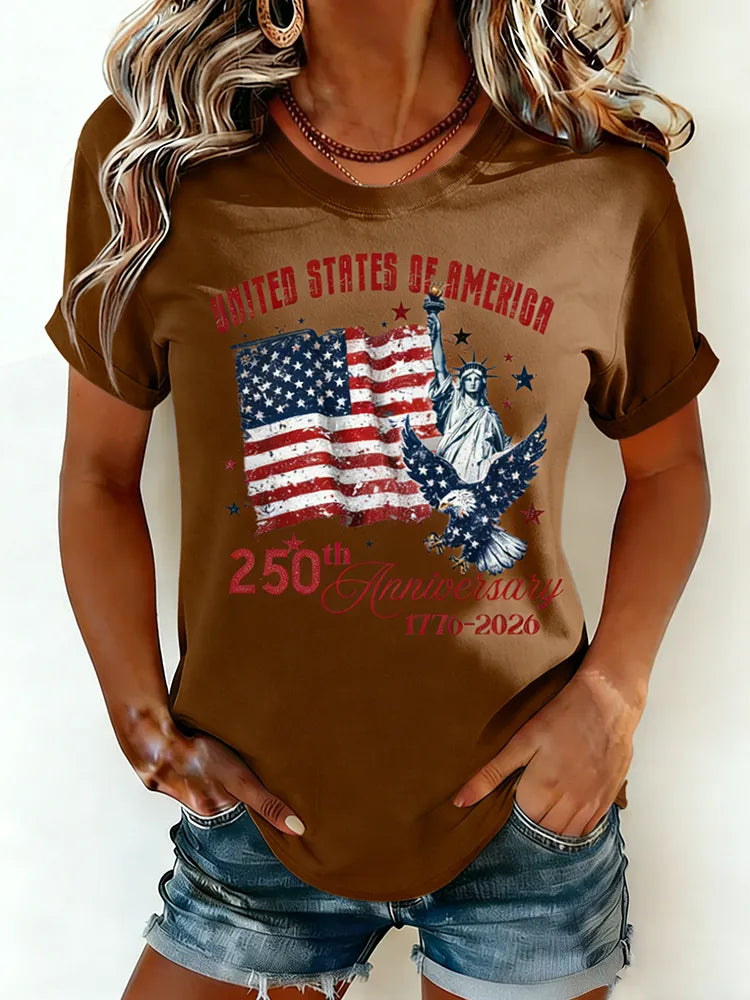 USA 250th Anniversary Statue Of Liberty Eagle Vintage Patriotic Tee