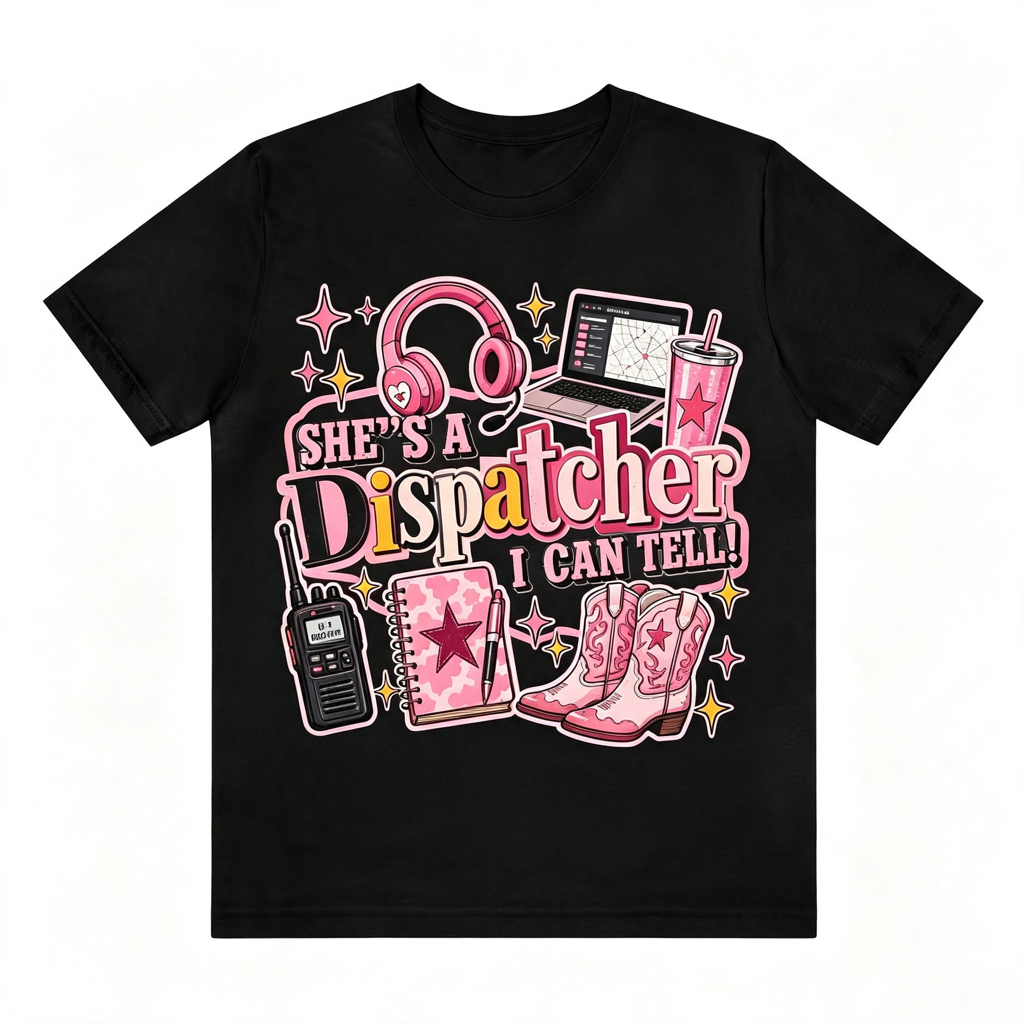 Retro Texas Western Dispatcher Cowgirl Boots Print Tee