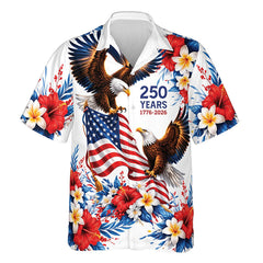 USA 250 Years 1776-2026 Patriotic Eagle Flag Hawaiian Shirt