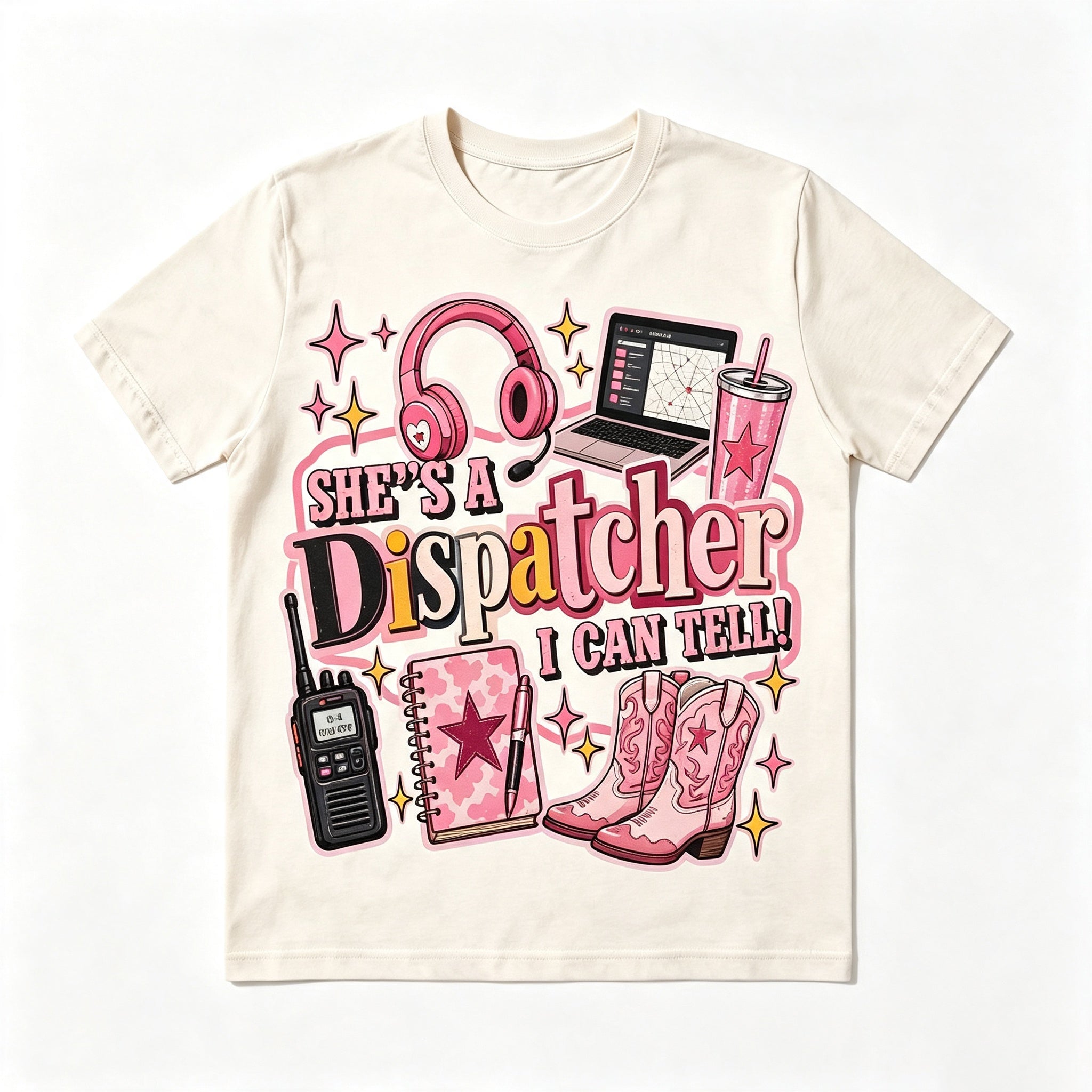 Retro Texas Western Dispatcher Cowgirl Boots Print Tee