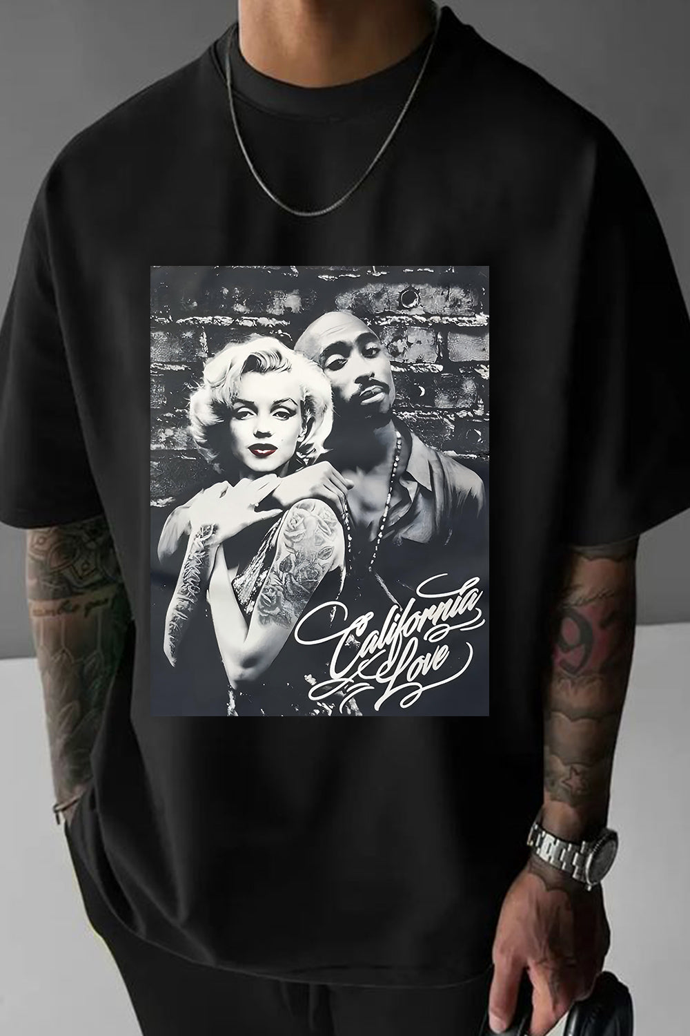 Marilyn Monroe and Tupac Shakur Graphic Tee For Men