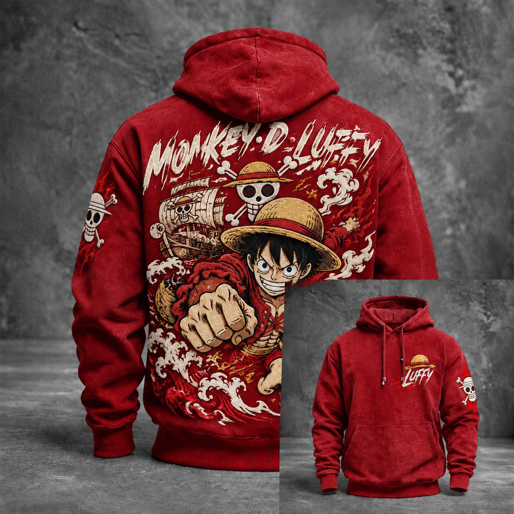 Men's Anime Graphic Print Drawstring Kangaroo Pocket Long Sleeve Hoodie