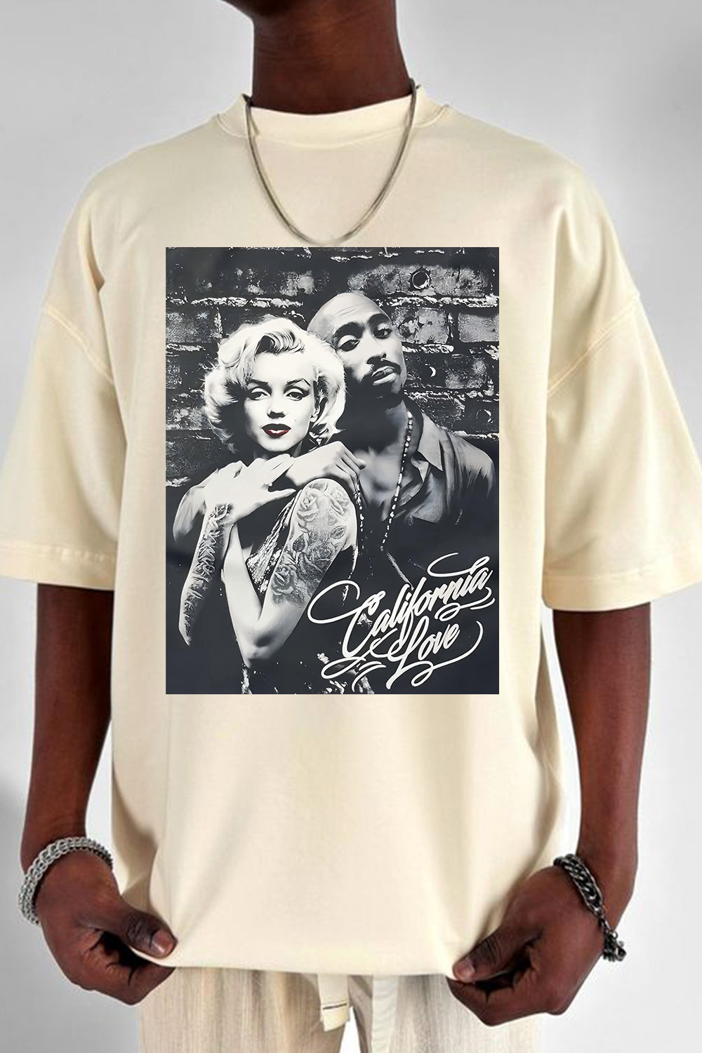 Marilyn Monroe and Tupac Shakur Graphic Tee For Men