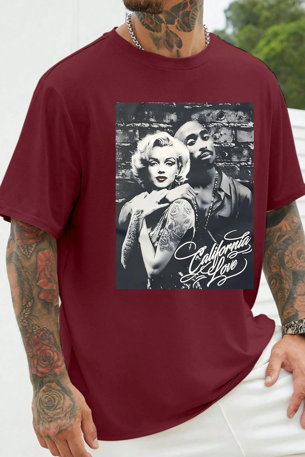Marilyn Monroe and Tupac Shakur Graphic Tee For Men