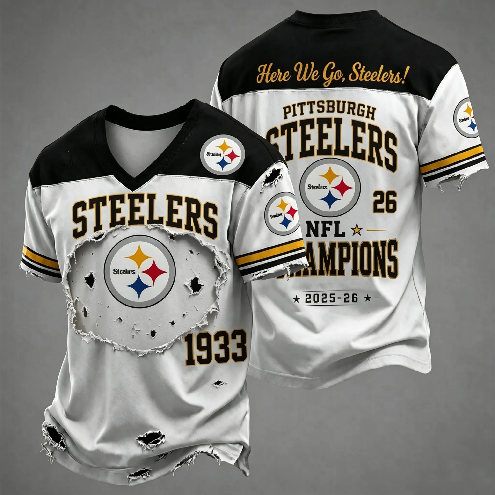 Men's Steelers Print Polo Shirt