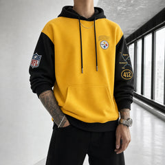 Unisex Casual-chic Rugby-print Hoodie