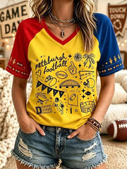 Women's Pittsburgh Football Game Day V-Neck Tee