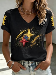 Women’s Football Star Graphic V-Neck Tee
