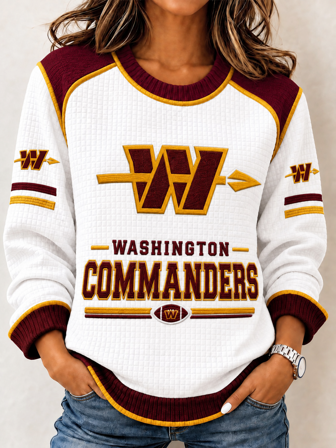 Women's Football Printed Crewneck Sweatshirt