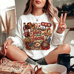 She's From Texas Vintage Graphic Crewneck Sweatshirt