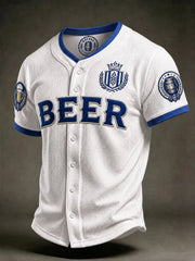 Men's Beer Print Short-Sleeve Shirt